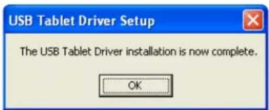USB Tablet Driver Setup The USB Tablet Driver installation is now complete. OK