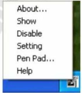 About... Show Disable Setting Pen Pad... Help