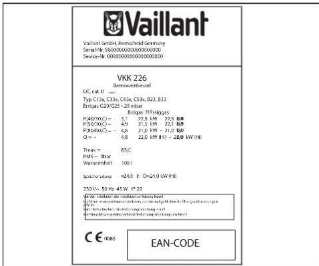 VAILLANT EcoVIT VKK 286-2 - Typenschild - 1
