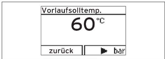 Vorlaufsolltemp. 60°C zurück → bar