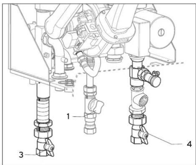 VAILLANT EcoTEC exclusiv VC 356-E - Absperreinrichtungen öffnen (Abb. 3.4 bis 3.6) - 3