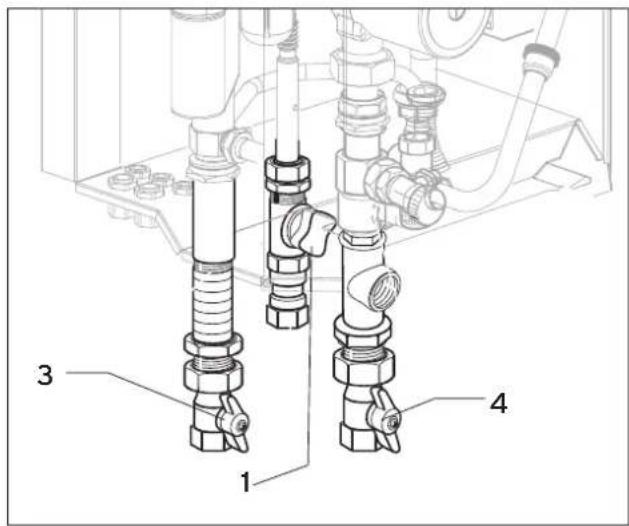 VAILLANT EcoTEC exclusiv VC 356-E - Absperreinrichtungen öffnen (Abb. 3.4 bis 3.6) - 2