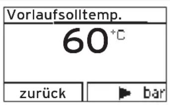 Vorlaufsolltemp. 60°C zurück bar