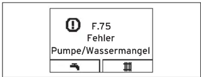 F.75 Fehler Pumpe/Wassermangel