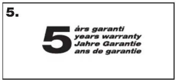 5. 5'ars garanti years warranty Jahre Garantie ans de garantie