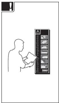 Diagram showing a person reading a device next to a surveillance camera panel labeled 'TRUSH' with warning symbols