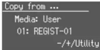 ROLAND AT-350C - Kopieren von Registrierungen des User-Speichers auf den USB-Speicher - 1