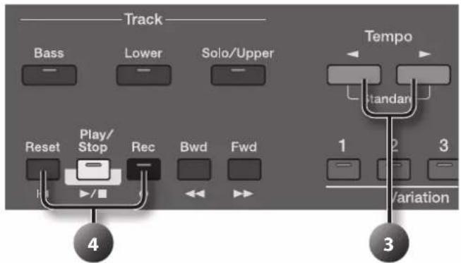 ROLAND AT-350C - Abspielen eines Songs mit verändertem Tempo - 1