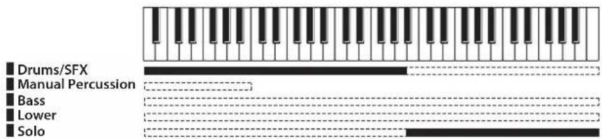 ROLAND AT-350C - Spielen von Drumsounds und dem Soloklang auf dem unteren Manual - 1