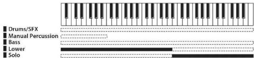 ROLAND AT-350C - Spielen des Solo-Klangs über das untere Manual - 1