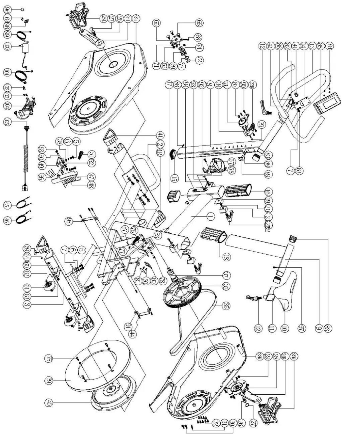 Flow Fitness Perform S3 - Exploded view - 1