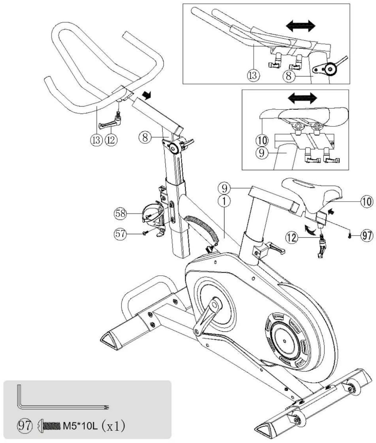 Flow Fitness Perform S3 - Assemble the seat, handlebar and bottle holder - 1
