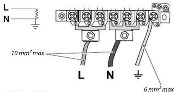 L N 10 mm² max L N 6 mm² max