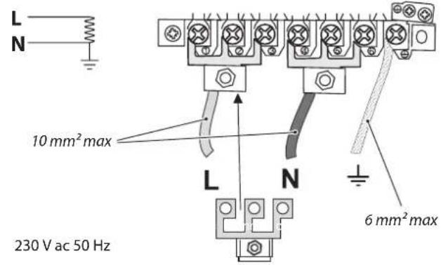L N 10 mm² max L N 6 mm² max 230 V ac 50 Hz