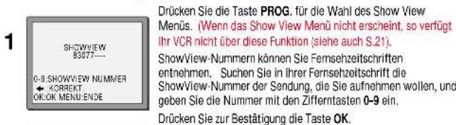 DUAL DVC 601 - Timergesteuerte Aufnahme mit Hilfe von ShowView - 1
