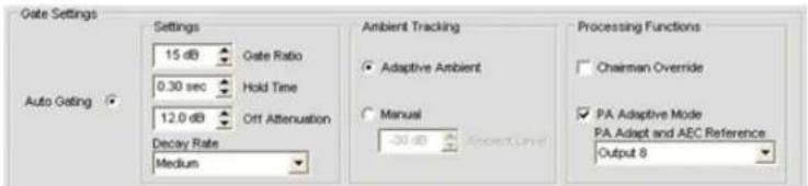 ClearOne Converge SR 1212 - Gating Settings: Auto Gating - 1