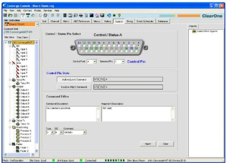 ClearOne Converge SR 1212 - Accessing the Control Tab - 1