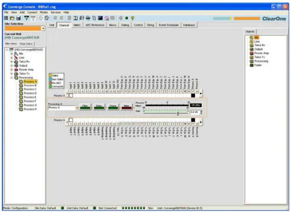 ClearOne Converge SR 1212 - Accessing Processing Settings - 1