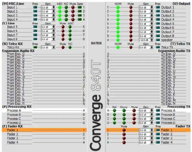 ClearOne Converge SR 1212 - Fader Channel Settings - 1