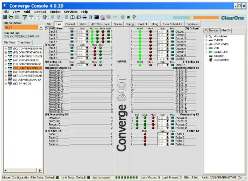 ClearOne Converge SR 1212 - Accessing the Unit Tab - 1