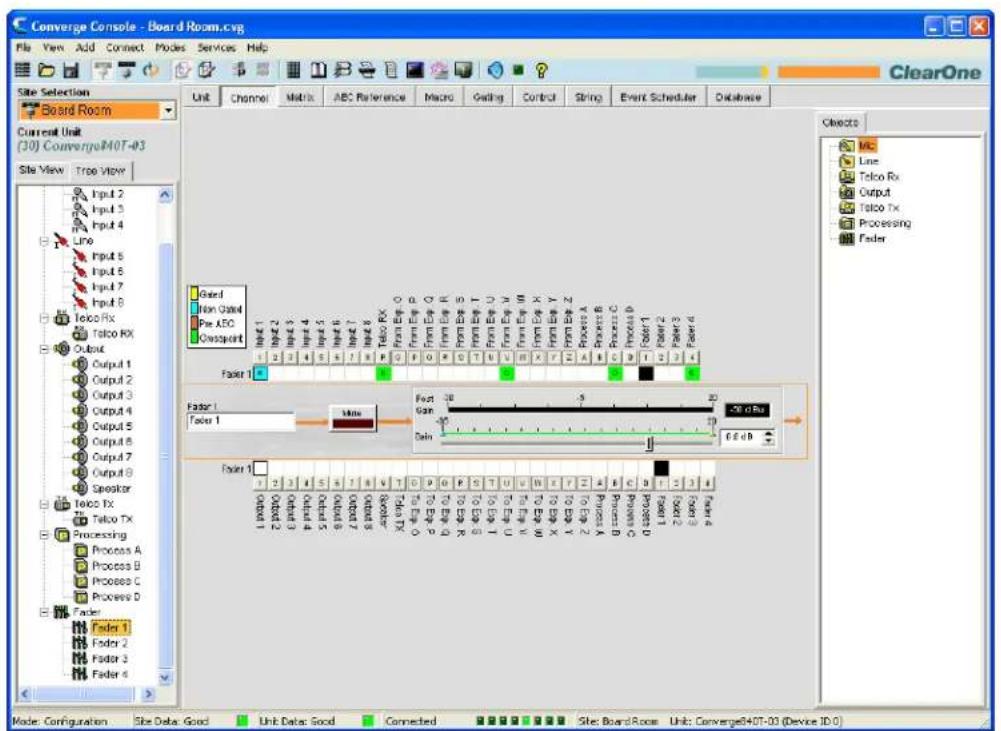 ClearOne Converge SR 1212 - Accessing Fader Settings - 1