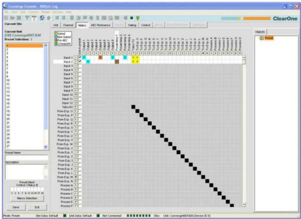 ClearOne Converge SR 1212 - Accessing Preset Mode - 1