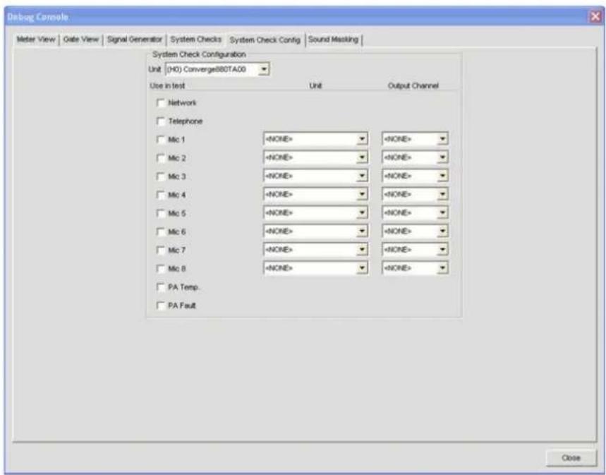 ClearOne Converge SR 1212 - System Check Config Tab - 1