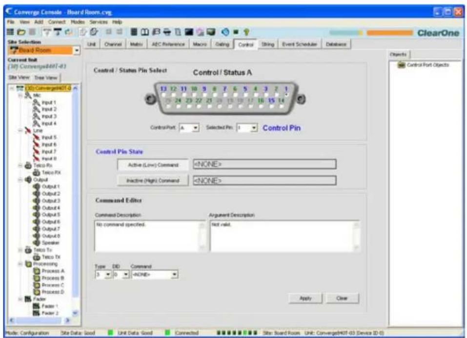 ClearOne PRO 880T - Accessing the Control Tab - 1