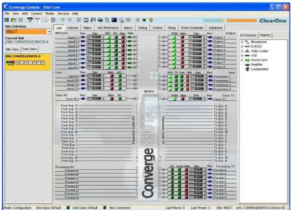 ClearOne PRO 880T - Accessing the Unit Tab - 1