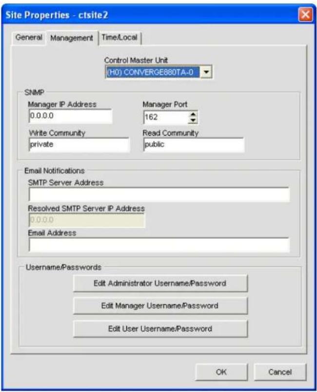 ClearOne PRO 880T - Site Properties: Management Tab - 1
