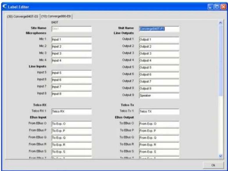 ClearOne PRO 880T - Accessing Label Editor - 1