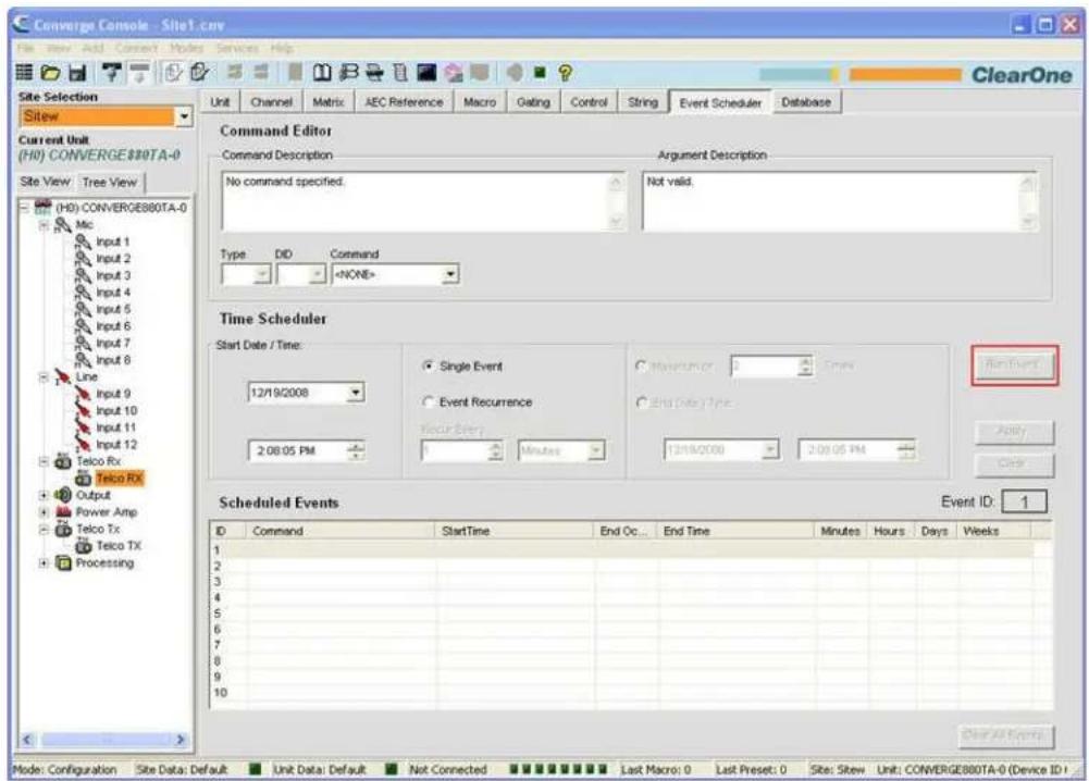 ClearOne PRO 880T - Accessing the Event Scheduler - 1