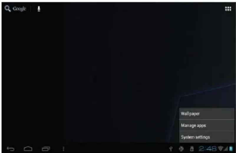 Google Wall paper Manage apps System settings