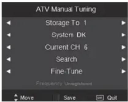 XORO HTC 2442 HD - ON the ATV Manual Tuning menu - 1