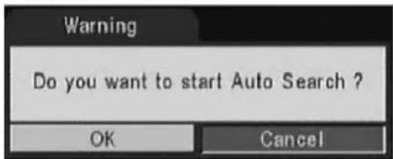 Warning Do you want to start Auto Search ? OK Cancel