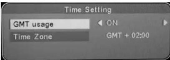 Time Setting GMT usage ON Time Zone GMT + 02:00