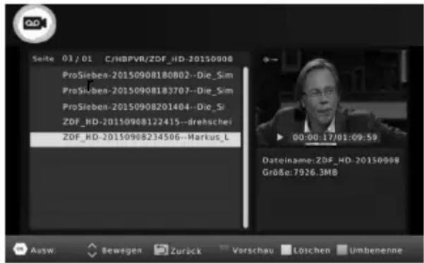 XORO HRS 8664 - Aufnahmeliste - 1