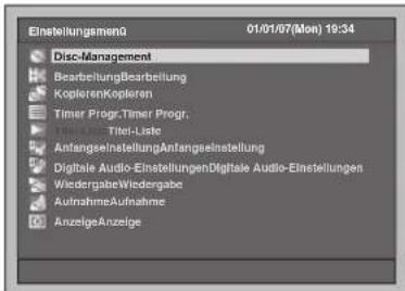 FUNAI T3A-A8182DB - Wählen Sie mit den [Pfeiltasten ∧/∨] die Option „Disc-Management“ und drücken Sie dann auf [ENTER]. - 1