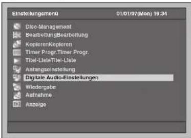 FUNAI T3A-A8182DB - Wählen Sie mit den [Pfeiltasten ^ / Y die Option „Digitale Audio-Einstellungen“ und drücken Sie dann auf [ENTER]. - 1
