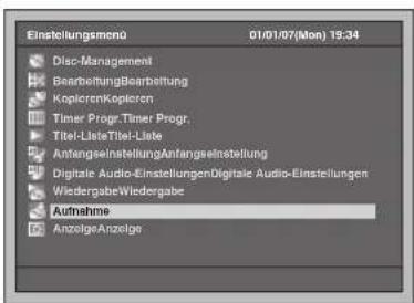 FUNAI T3A-A8182DB - Wählen Sie mit den [Pfeiltasten ∧/∨] die Option „Aufnahme“ und drücken Sie dann auf [ENTER]. - 1