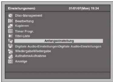 FUNAI T3A-A8182DB - Wählen Sie mit den [Pfeiltasten ^ / ] die Option „Anfangseinstellung“ und drücken Sie dann auf [ENTER]. - 1