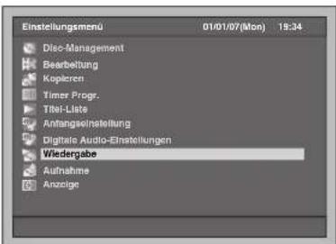 FUNAI T3A-A8182DB - Wählen Sie mit den [ Pfeiltasten ∧ / ∨] die Option „Wiedergabe“ und drücken Sie dann auf [ENTER]. - 1
