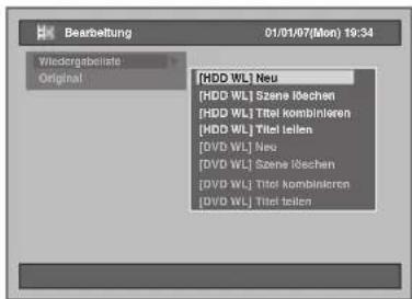 FUNAI T3A-A8182DB - Wählen Sie mit den [Pfeiltasten ∧ / Y die Option „[HDD WL] Neu“ oder „[DVD WL] Neu“ und drücken Sie dann auf [ENTER]. - 1