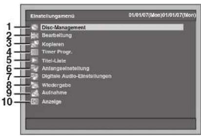 FUNAI T3A-A8182DB - So verwenden Sie die Einstellungsmenüs: - 1