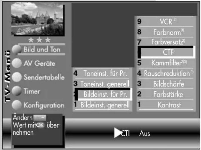 METZ Spectral 84 - Bildeinstellungen für Prog. über TV-Menü - 5
