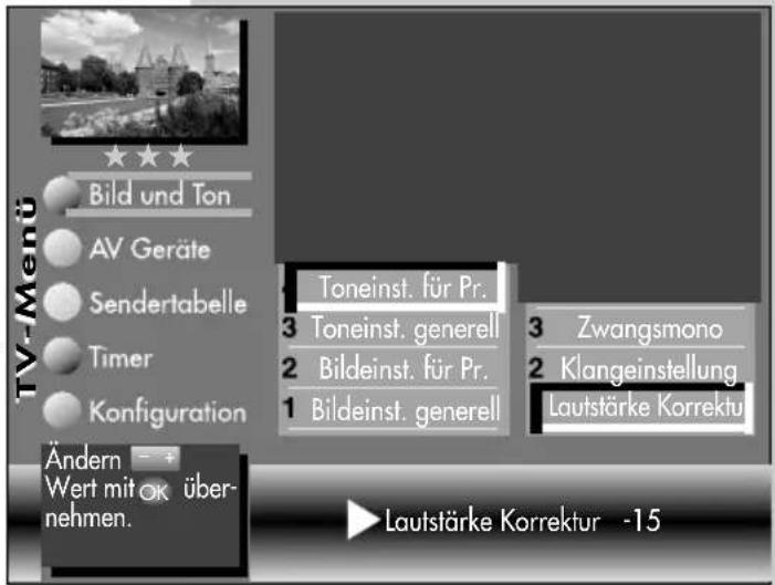 METZ Spectral 84 - Lautstärke Korrektur einstellen : - 6
