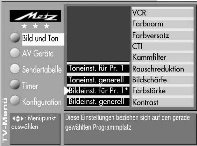 METZ Spectral 70 - Bildeinstellungen für Programmplatz .. - 4