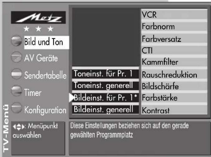 METZ Spectral 72 - Bildeinstellungen für Programmplatz .. - 4