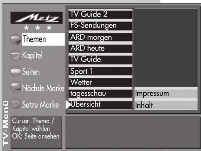 METZ Spectral 72 - Videotext aufrufen: - 1