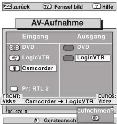 METZ Spectral 55 - Gewünschte AV-Geräte aufrufen (im Beispiel von Camcorder auf LogicVTR) - 2